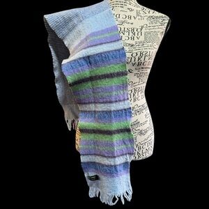 John Hanly‎ 100% Merino Wool Extra Fine Scarf Made in Ireland EUC Blue Unisex